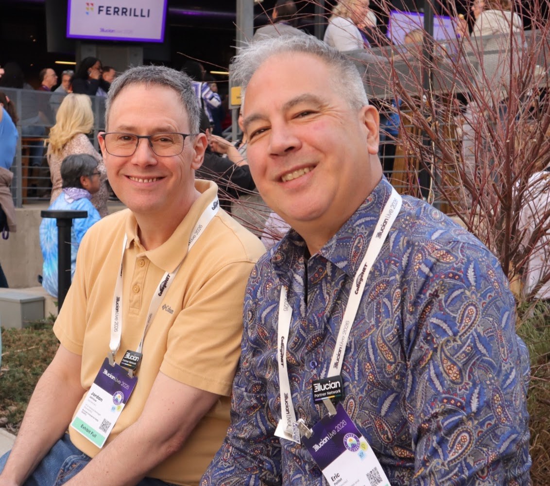 SurveyDIG leadership Jordan and Eric connecting with higher education partners at Ellucian Live 2026 in Denver
